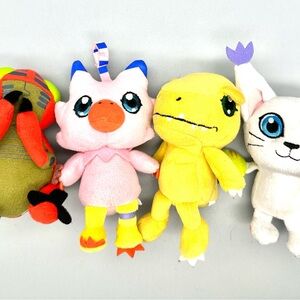 2017 Digimon Biyomon + Agumon Gatomon Tentomon Mini Plush Set 4
